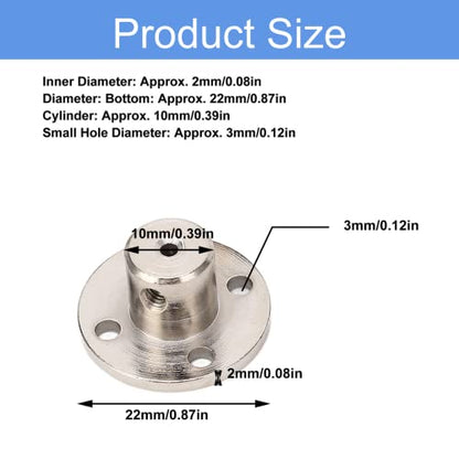 5 Pack 2mm Flange Coupling Connector, Steel Model Coupler Accessory, Shaft Axis Fittings for DIY RC Model Motors, Hardware, High Hardness Coupling Connector, Silver