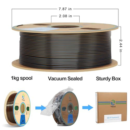YOUSU Silk PLA 3D Printer Filament, Tri-Color Coextrusion PLA Filament 1.75mm,Shiny Silk Coextruded PLA,Silk Gold-Green-Black Three-Color Filament,1kg/2.2lbs - color: 1-gold/Green/Black