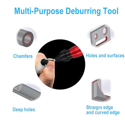 Premium Deburring Tool with 15 Pcs High Speed Steel Swivel Blades, Deburring Tool for Metal, Resin, PVC Pipes, Plastic, Aluminum, Copper, Wood, 3D Printing Burr Removal Reamer Tool Red