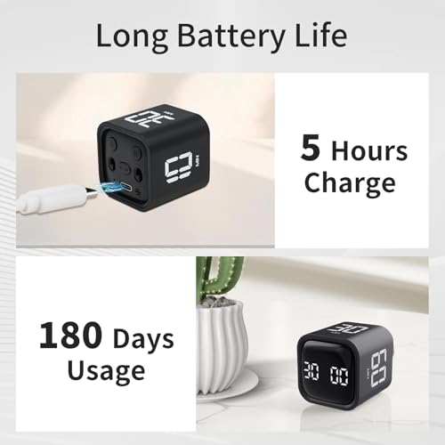 LUCKY TIME Rotating Productivity Timer 5/10/30/60min, Flip Timer, ADHD Tool - color: Black