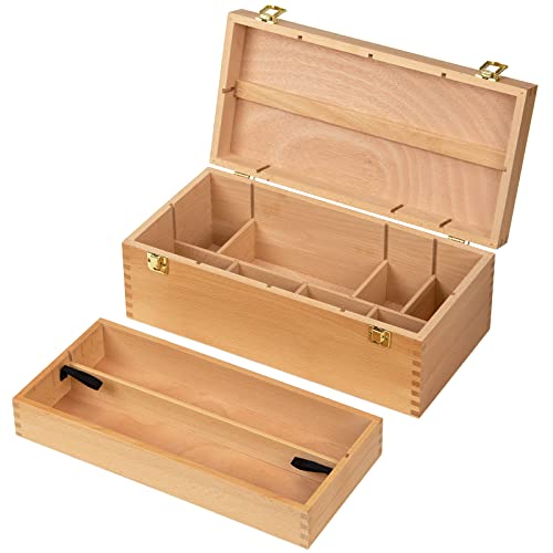 MEEDEN Portable Sturdy Wood Tool Box: Large Artist Storage Box with Handle - color: Natural, size: Large