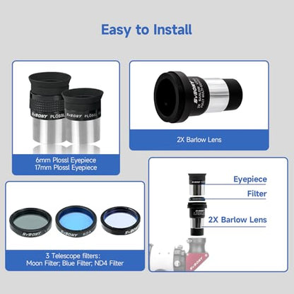 SVBONY SV233 Telescope Eyepiece Set,7-Piece Eyepiece & Filter Accessory Kit - style: Basic Set 7 pieces