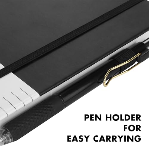 Aodaer 30 Set Lined Notebook Journals with Pens A5 Notebooks 100 GSM College Ruled Hardcover Notebook PU Leather Notepad with Pen Holder for Office School, 5.7 x 8.3 Inches, Black - color: Black
