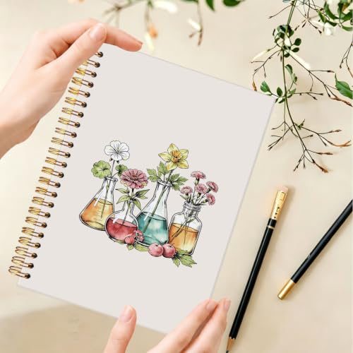 Science Teacher Spiral Notebook,Chemistry Biology Lover Gifts,A5 - color: Floral Beakers-1