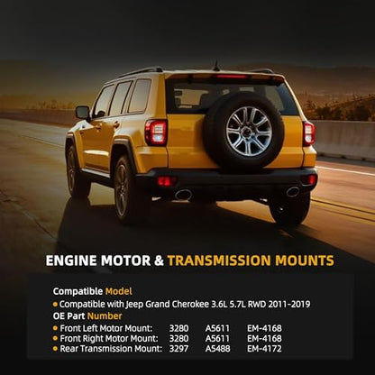 Engine Motor Mount Transmission Bracket Kits for Grand Cherokee - style: for Grand Cherokee 3.6L 5.7L RWD 11-19