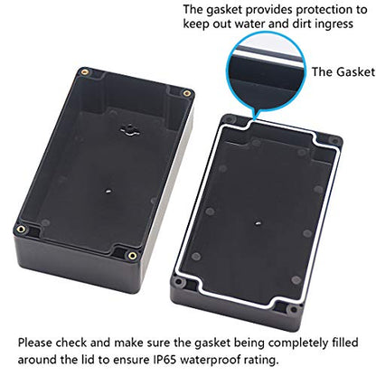 Junction Box, Zulkit Project Box IP65 Waterproof Outdoor Box ABS Plastic Electrical Boxes Electronic Enclosure Black 6.22 x 3.54 x 2.36 inch (158 x 90 x 60 mm)(Pack of 2) - size: 6.22'' x 3.54'' x 2.36''(Pack of 2)