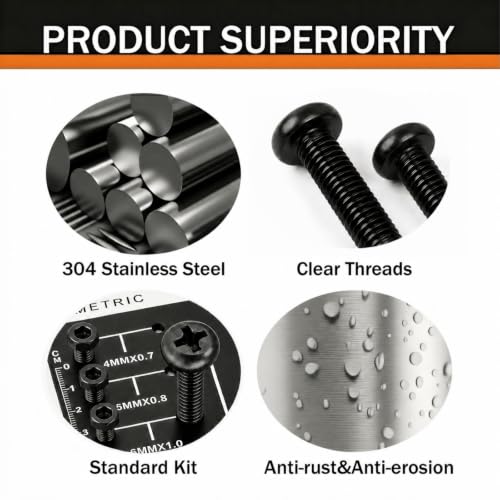 #8-32 x 1-1/2" (20 Sets) Pan Head Machine Screws Nuts Washers Assortment Kit, Black Oxide 304 Stainless Steel Phillips Drive Full Thread - size: #8-32 x 1-1/2"