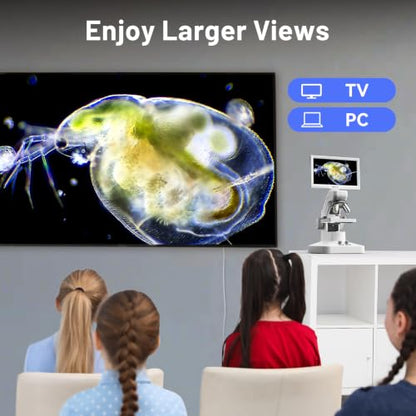 TOMLOV DM301 Pro Microscope for Kids Adults Students, 7" Screen Science Kit - color: White