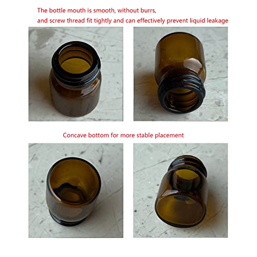 12PCS 5ml Amber Glass Small Vials w/ Aluminum Screw Caps & Plastic Stoppers - color: Amber, size: 5ml
