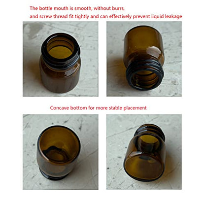 12PCS 5ml Amber Glass Small Vials w/ Aluminum Screw Caps & Plastic Stoppers - color: Amber, size: 5ml