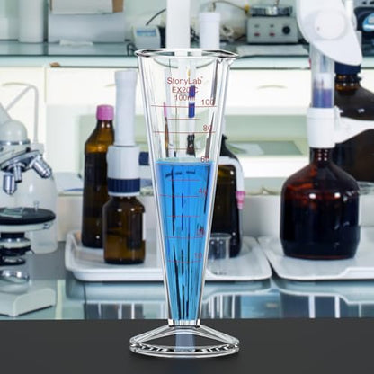 stonylab Graduated Cylinder, 1-Pack Borosilicate Glass Conical Measuring Cylinder Beaker with Wide Mouth and Pour Spout for Precise Measurement, 100 ml - size: 100 ml
