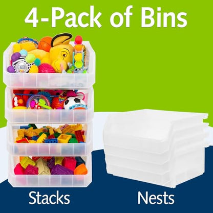 ReadySpace Extra Large Stackable Plastic Storage Bins, 4-Pack, Clear - color: Clear, size: Extra Large, 4-Pack