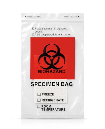 Biohazard Specimen Bags 6x9in Ziplock, Improved Absorbent Pad, 100 Counts - size: 1 Count (Pack of 100)