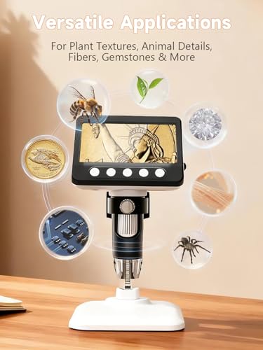 Coin Microscope, 4.3" LCD USB Digital 1000X 1080P Coin Magnifier - color: White