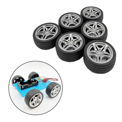 12PCS Toy Wheel RC Car Rubber Tire Wheel with Round Rod Shaft Axles for RC Car Truck Robot Boat Helicopter DIY Model Toy Building Project (3x48mm) - style: 3x48mm