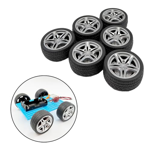 12PCS Toy Wheel RC Car Rubber Tire Wheel with Round Rod Shaft Axles for RC Car Truck Robot Boat Helicopter DIY Model Toy Building Project (3x48mm) - style: 3x48mm