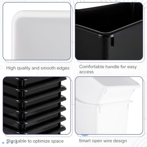 Geetery Plastic Book Bins for Classroom, 24 Pcs, Black, White - color: Black, White
