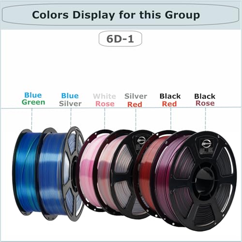 Dual Color Silk PLA 6KG 1.75mm 3D Printer Filament Bundles 6D-1 - color: Pla-(1kg*6 Dual Shiny Bluegreen+bluesilver+whiterose+silverred+blackred+blackrose)