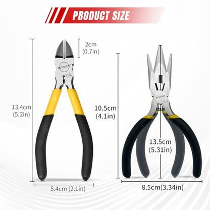 BOOSDEN Mini Jewelry Plier Set Small Needle Nose & Flush Wire Cutter 5 Inch - size: 5" Wire Cutter+5" Needle Nose
