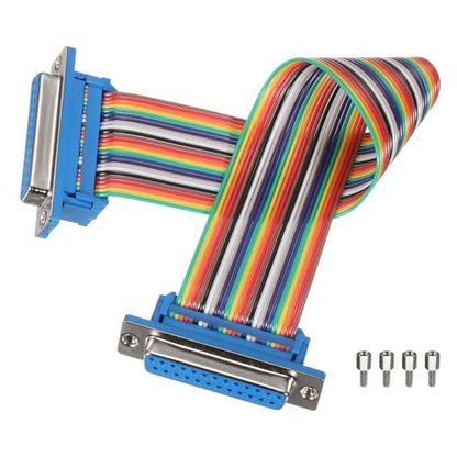 MECCANIXITY IDC Rainbow Wire Flat Ribbon Cable DB25 Female to DB25 Female 8 Inch Length 2.54mm Pitch Breadboard Jumper Wires for Electronic Projects - size: 8 Inch, style: DB25 Female to DB25 Female