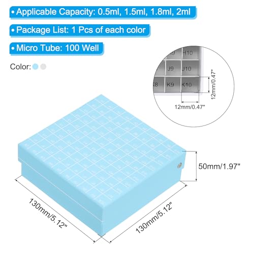 PATIKIL 100 Well Centrifuge Tube Freezer Storage Box Waterproof 6Pcs