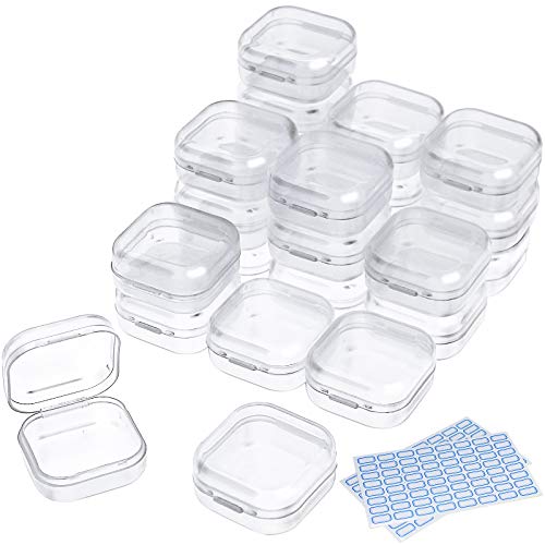 DUOFIRE Bead Organizer 24 Pack Clear Small Plastic Containers 1.3x1.3x0.7in - size: 1.38x1.38x0.7 Inches(24 packs)