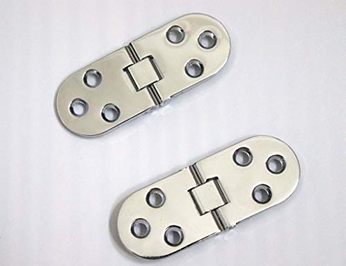 FGen 6pcs Zinc Alloy Flap Hinge Folding Table, Sewing Machine Countertop Flap Hinge Furniture (Silver)