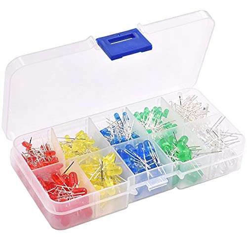 Adeept Clear LED Diodes, 3mm 5mm 2 Pin Round Assorted 5 Colors Kit, 300 Pcs - style: 300pcs-5mm and 3mm LED