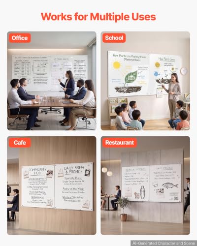VEVOR Glass Dry Erase Board 96"x48" White Magnetic Whiteboard - color: White, size: 96"W x 48"H