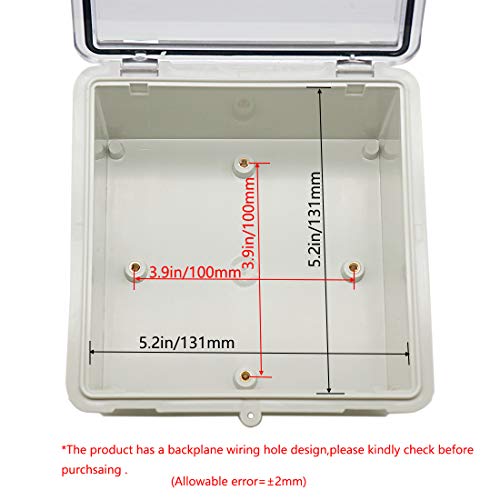 Zulkit 2pcs Junction Box ABS Plastic Dustproof Waterproof IP65 Electrical Boxes Hinged Shell Outdoor Universal Project Enclosure Clear Cover with 2 Cable Glands 5.9 x 5.9 x 3.5 inch (150x150x90 mm) - size: 5.9" x 5.9" x 3.5"(2pcs)