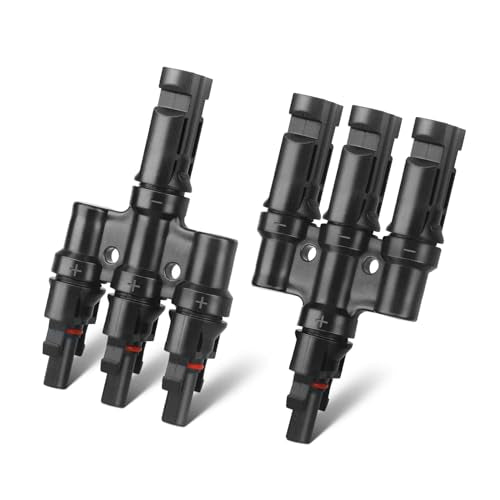 Solar Panel Connector 3 to 1 Solar Y Branch Solar Panel Splitter 3 Way 1000V Y Branch Solar Panel Parallel Connectors for Parallel Connection Solar Panels (1 Pair 3 to 1) - color: 3 to 1 (1 Pairs), size: T Branch