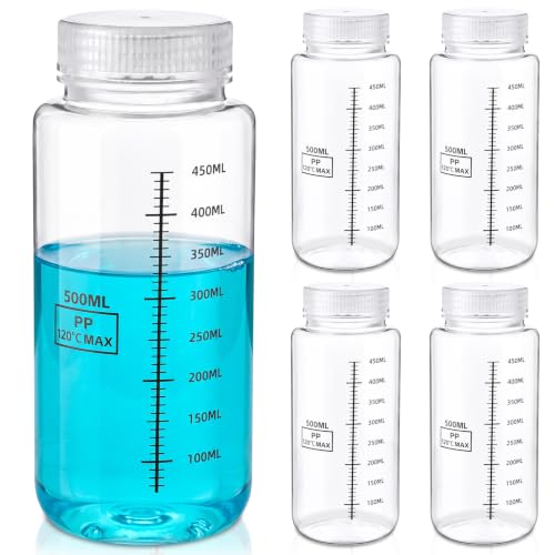 4 Pcs 16 oz Wide Mouth Plastic Bottles, PP Liquid Containers - size: 16 Ounces