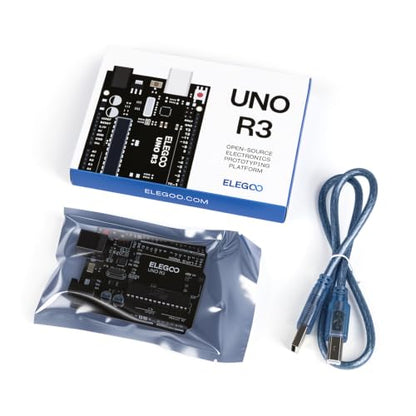 ELEGOO UNO R3 Microcontroller Board ATmega328P+ATmega16U2 with USB Cable - size: 2.96 x 2.1 x 2.54 inch