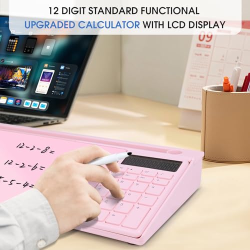 Varhomax Glass Desk Whiteboard Pink with Calculator - color: Calculator-pink