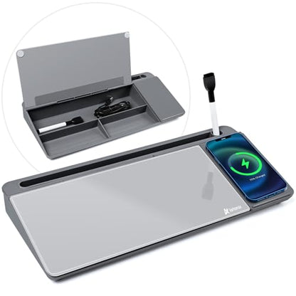Varhomax Glass Desk Whiteboard with Wireless Charger - color: Wireless Charger-gray