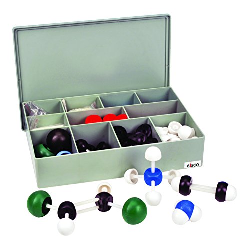 EISCO Molecular Model Kit (220 Pieces) (65 Atoms),VSEPR Advanced Set, Organic and Inorganic Chemistry, Multifaced for Complex Arrangements with Double/Triple Bonds, Case Included