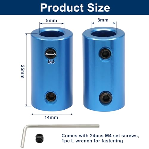 6pcs 8mm to 8mm Bore Rigid Shaft Coupler, Blue - size: 8mm to 8mm