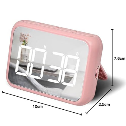 Digital Large Display Visual Timer Stopwatch for Kitchen Teacher School Classroom Cooking, Night Light Magnetic Bathroom Makeup Mirror LED Stop Clock Timer, 99 Minutes Countdown, Loud/Silent (Black) - color: Black