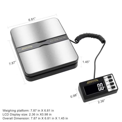ACCUTECK 8680 High Capacity 150Lbs High Accuracy 0.1OZ Digital Postal Scale with Remote Display, Batteries and USB Cable and AC Adapter Included (Stainless Steel) - color: Stainless Steel