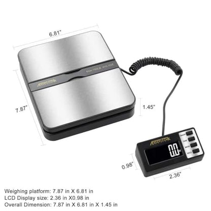 ACCUTECK 8680 High Capacity 150Lbs High Accuracy 0.1OZ Digital Postal Scale with Remote Display, Batteries and USB Cable and AC Adapter Included (Stainless Steel) - color: Stainless Steel
