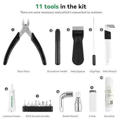 Creality Official General Tool Box Kit 3D Printer Tool Kit Set 11PCS in 1 Essential 3D Print Accessories for Finishing, Cleaning, Printing,Removal Tool Included for All FDM Printers ﻿