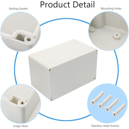 Project Box IP65 Waterproof Junction Box ABS Plastic Electrical Boxes DIY Electronic Project Case Power Enclosure White 7.87x4.72x4.45 inch (200 x 120 x113 mm) - color: White, size: 7.87"x4.72"x4.45"