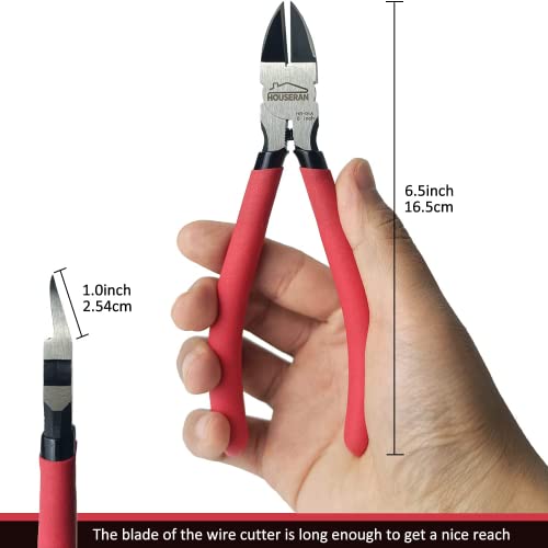 Wire Cutters 10 PACK, 6 inch, Side Cutters, Flush Cut Pliers - color: Red
