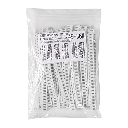 4500pcs 0603 0805 1206 SMD Resistor Kit 1% 0 ohm-10M ohm Chip Fixed Resistor Assortment Kit - style: 4500pcs Kits