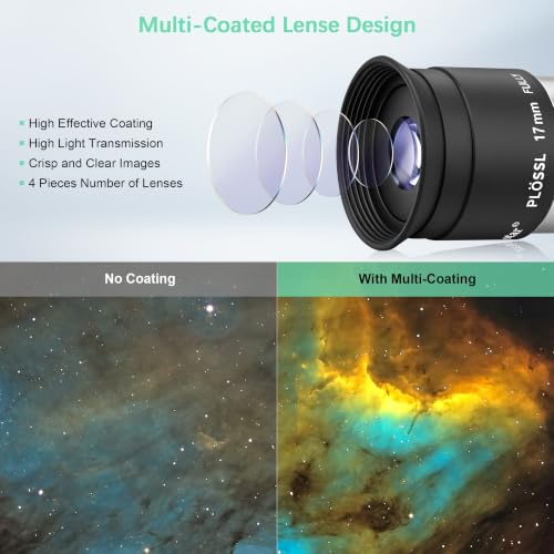 Alstar Telescope Eyepiece 17mm Plossl Telescopes Lens 50° Wide FOV 1.25" - size: 17MM