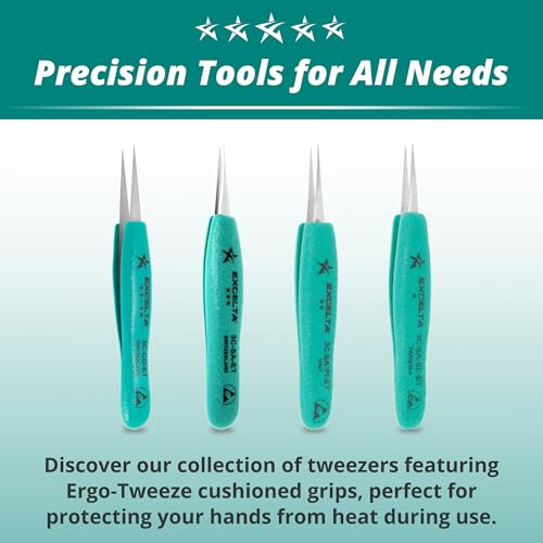 Excelta 3C-SA-ET Straight Very Fine Precision Pointed Tweezers - size: 4.75" Tweezer, Straight Very Fine Points, style: Anti-Mag. Stainless Steel, Swiss Quality, 3C-SA-ET