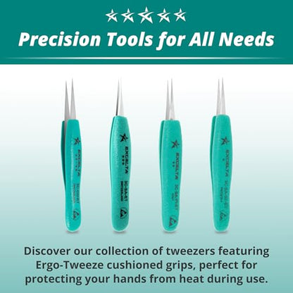 Excelta 3C-SA-ET Straight Very Fine Precision Pointed Tweezers - size: 4.75" Tweezer, Straight Very Fine Points, style: Anti-Mag. Stainless Steel, Swiss Quality, 3C-SA-ET