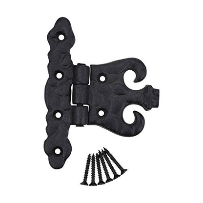 Renovators Supply Manufacturing Pack of 4 Cabinet Door Hinge with Hardware 4.5 in. Black Wrought Iron Rust Resistant Flush Mount Hinge for Cabinets - size: Pack of 4