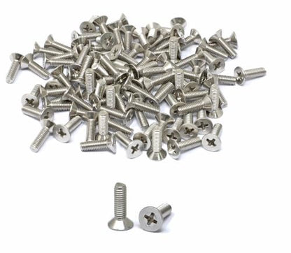 iexcell 100 Pcs M4 x 14mm Thread Pitch 0.7 mm Stainless Steel 304 Phillips Drive Flat Head Countersunk Screws Bolts Kit - size: M4 x 14mm