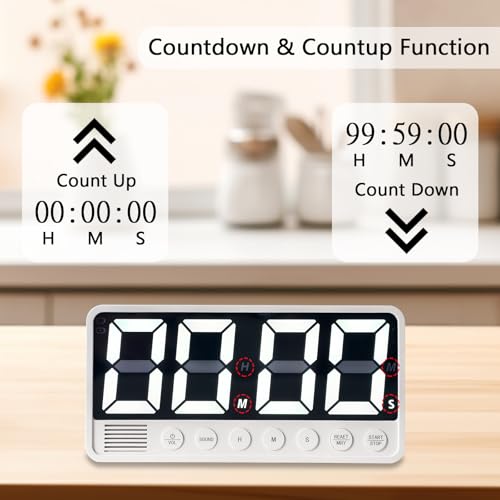 Digital Kitchen Timer with Extra Large LED Display Black - color: Black